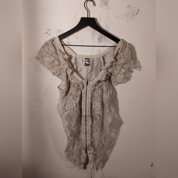 Lace Full-zip free people cream top - Picture 1 of 6